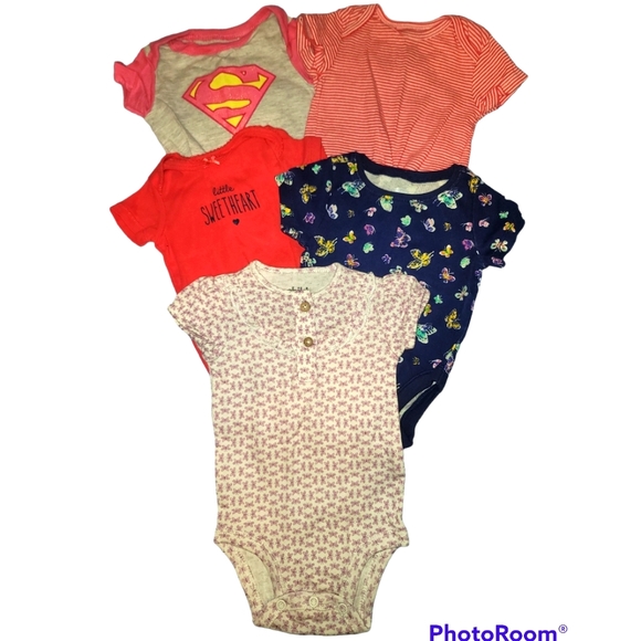 🦄 5pc Baby Girl Onesie T shirts 3m - Picture 1 of 1